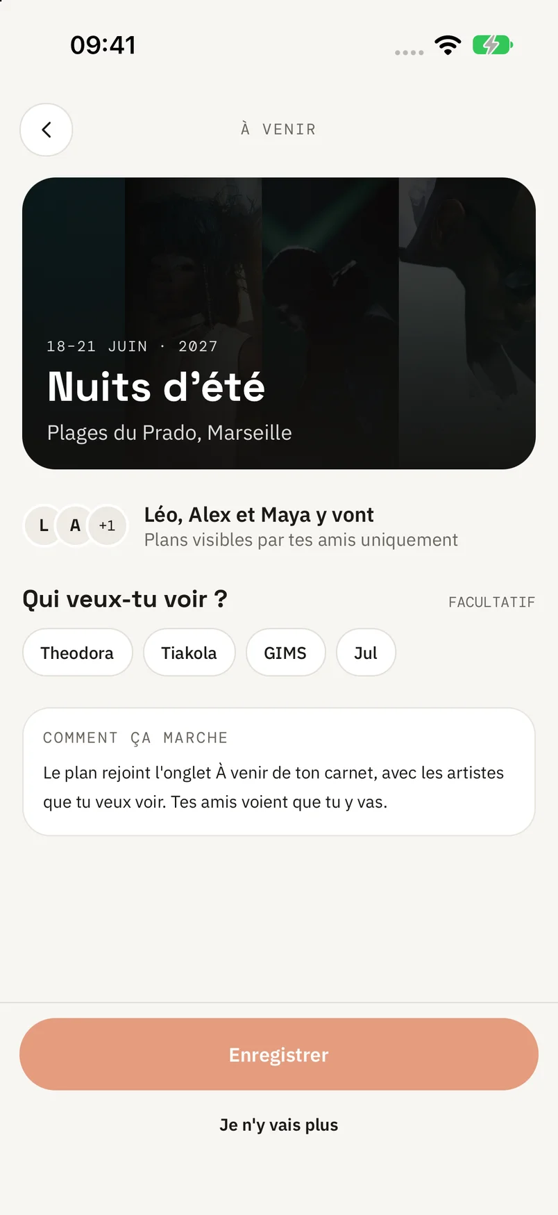 Un plan de festival partagé entre amis dans Sona